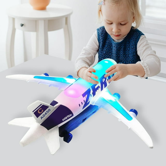 Airplane Crawling Toys for Kids, Toy Plane with Colorful LED Flashing
