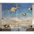 thumbnail image 1 of Ambesonne Airplane Curtains 2 Panel Set, 3D Retro Biplanes, 108" x 90", Blue Tan and Cream, 1 of 3