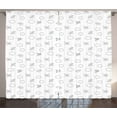 thumbnail image 1 of Ambesonne Airplane Curtains 2 Panel Set, Puffy Clouds, 108" x 63", Black White, 1 of 3