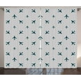 thumbnail image 1 of Ambesonne Airplane Curtains 2 Panel Set, Travel Stripes, 108" x 108", Petrol Blue Black White, 1 of 3