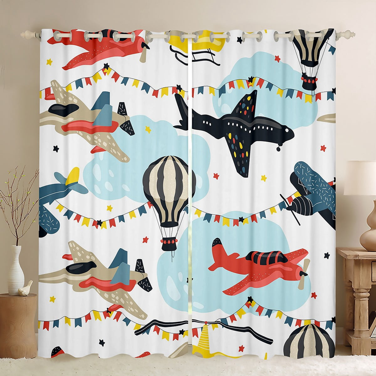 Boys Airplane Fabric Shower Curtain Aircraft Flight Shower Curtain For Kids Teens Black White Sketch Hemisphere Bathroom Sets Helicopter Plane Waterproof Curtains 72 Wx