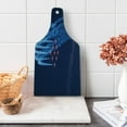 thumbnail image 1 of Airplane Cutting Board, Digital View Canadian Descending Snowbirds up in the Air Flight Illustration, Tempered Glass Cutting and Serving Board, Wine Bottle Shape, Dark Blue Red, by Ambesonne, 1 of 1