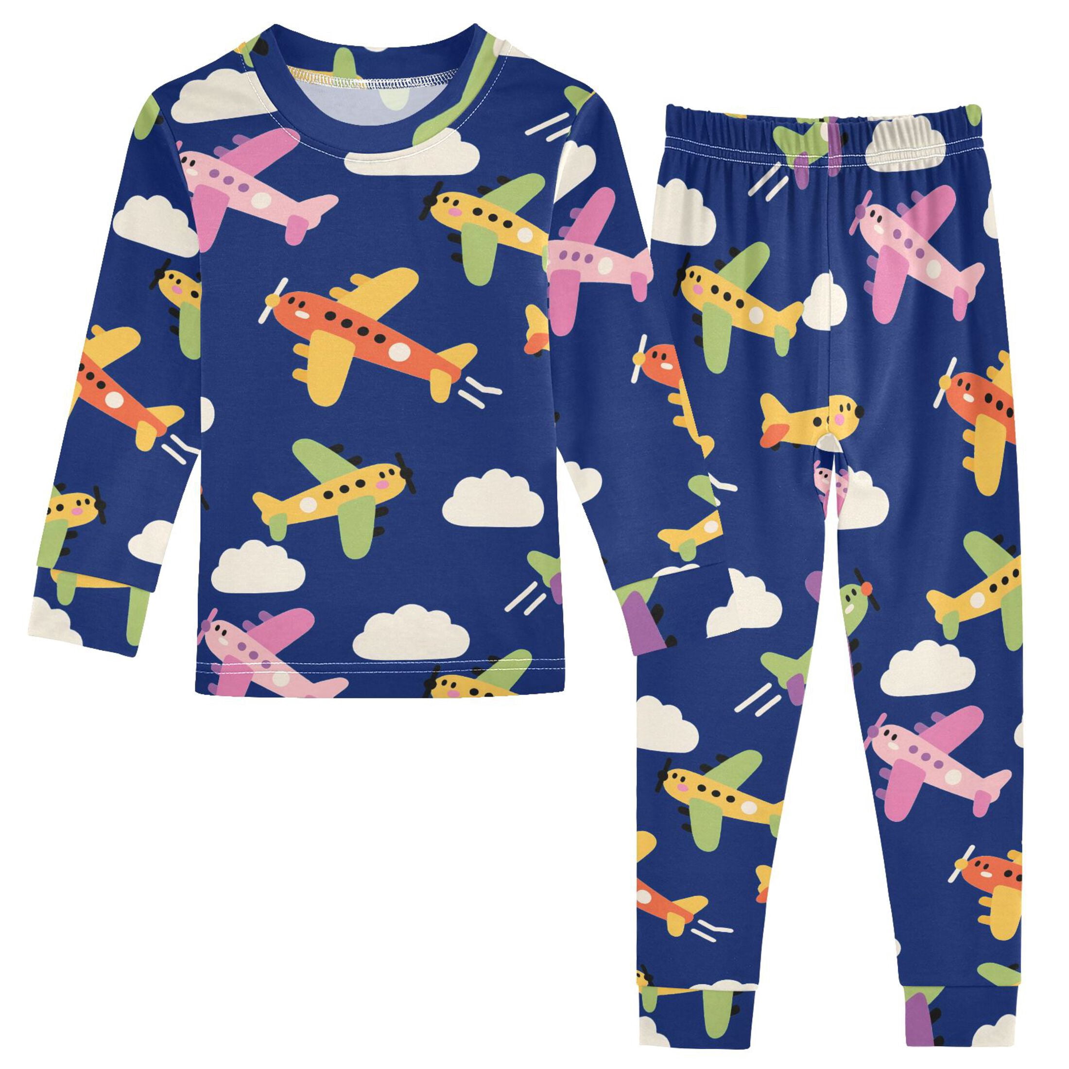 Airplane Dark Pattern Cotton Pajamas 2 Piece Set Sleepwear Soft and ...