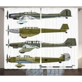 thumbnail image 1 of Ambesonne Airplane Curtains 2 Panel Set, Old Dive Planes Jets, 108" x 90", Green Grey White, 1 of 3