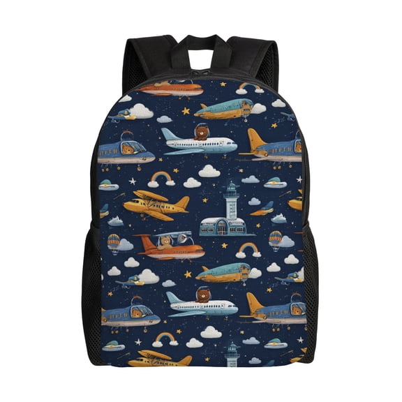 Airplane Dreams Backpack with 15 Inch Laptop Compartment,Water-Resistant Daypack, Large Capacity Backpack with Adjustable Breathable Shoulder Straps for Daily Use Travel Gym