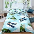 thumbnail image 1 of Airplane Duvet Cover Planes Fying In Air Aviation Airport Helicopters and Jets Cartoon Style Room rative for Boys Gift, 1 of 5