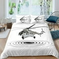 thumbnail image 1 of Airplane Duvet Cover Planes Fying In Air Aviation Airport Helicopters and Jets Cartoon Style Room rative for Boys Gift, 1 of 5