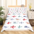 thumbnail image 1 of Airplane Duvet Cover Planes Fying In Air Aviation Airport Helicopters and Jets Cartoon Style Room rative for Boys Gift, 1 of 5