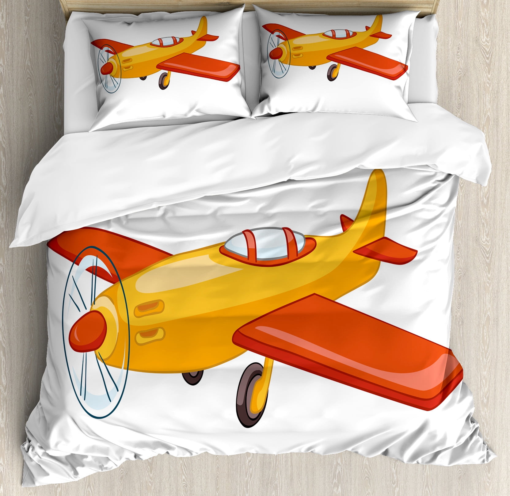 Airplane Print Pattern Duvet Cover Bedding Set