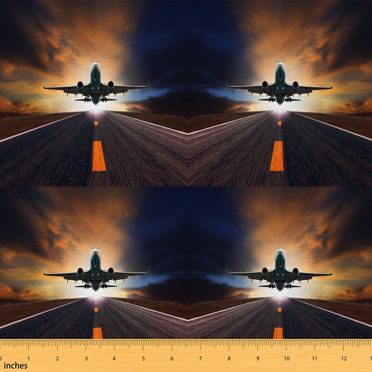 Airplane Fabric By The Yard, Sky Aviation Aircraft Runway Upholstery Fabric, 3D Print Modern