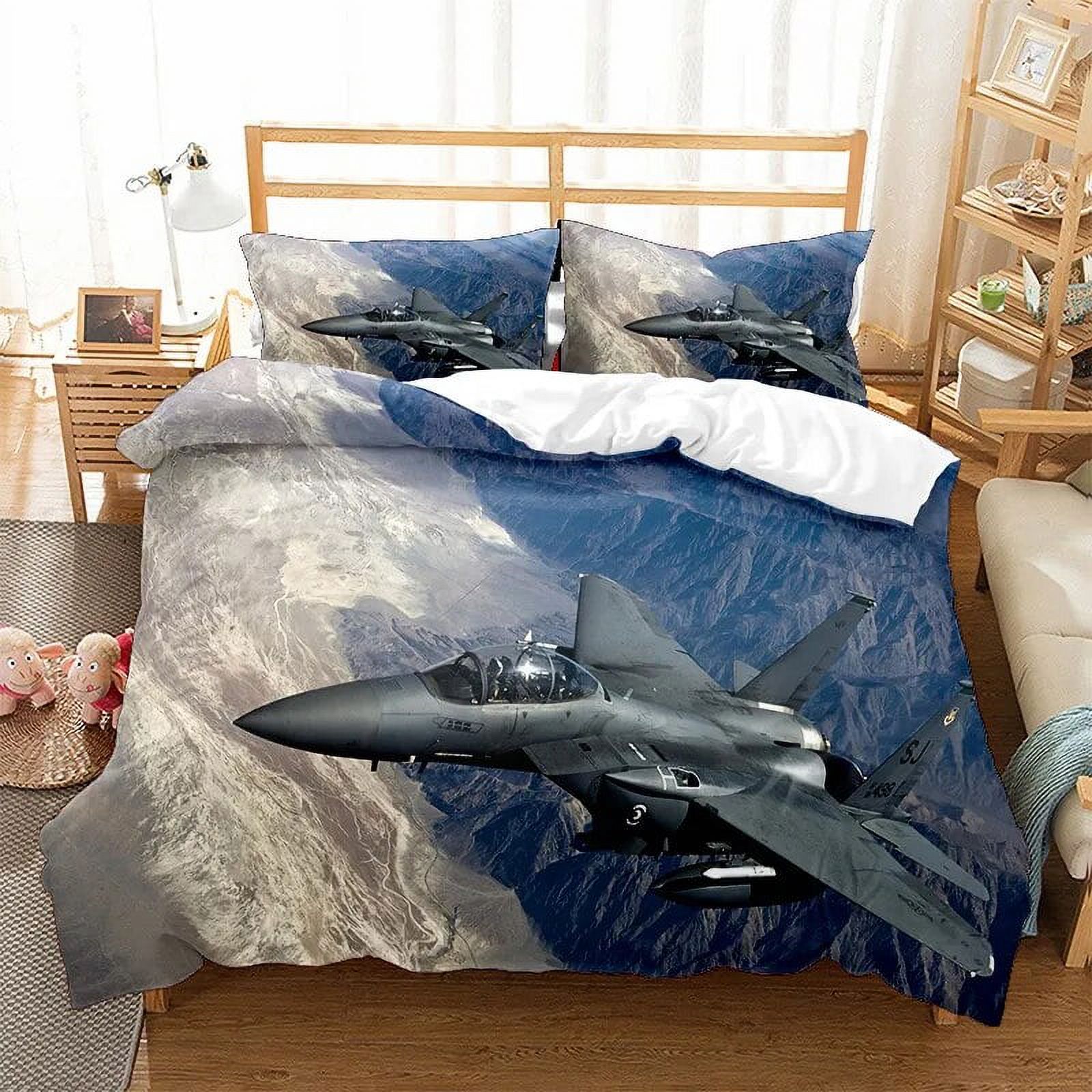 Airplane Fighter Duvet Cover King/Queen Size flying Fighter Jet Bedding