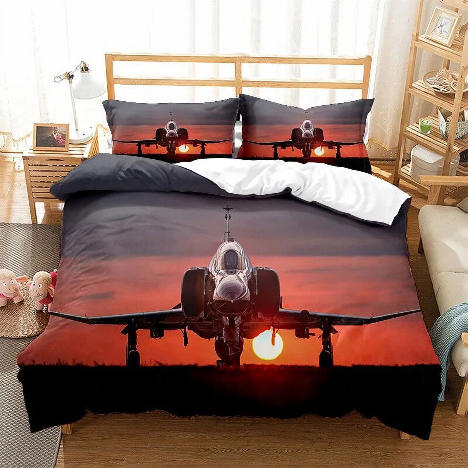 Airplane Fighter Duvet Cover King/Queen Size flying Fighter Jet Bedding