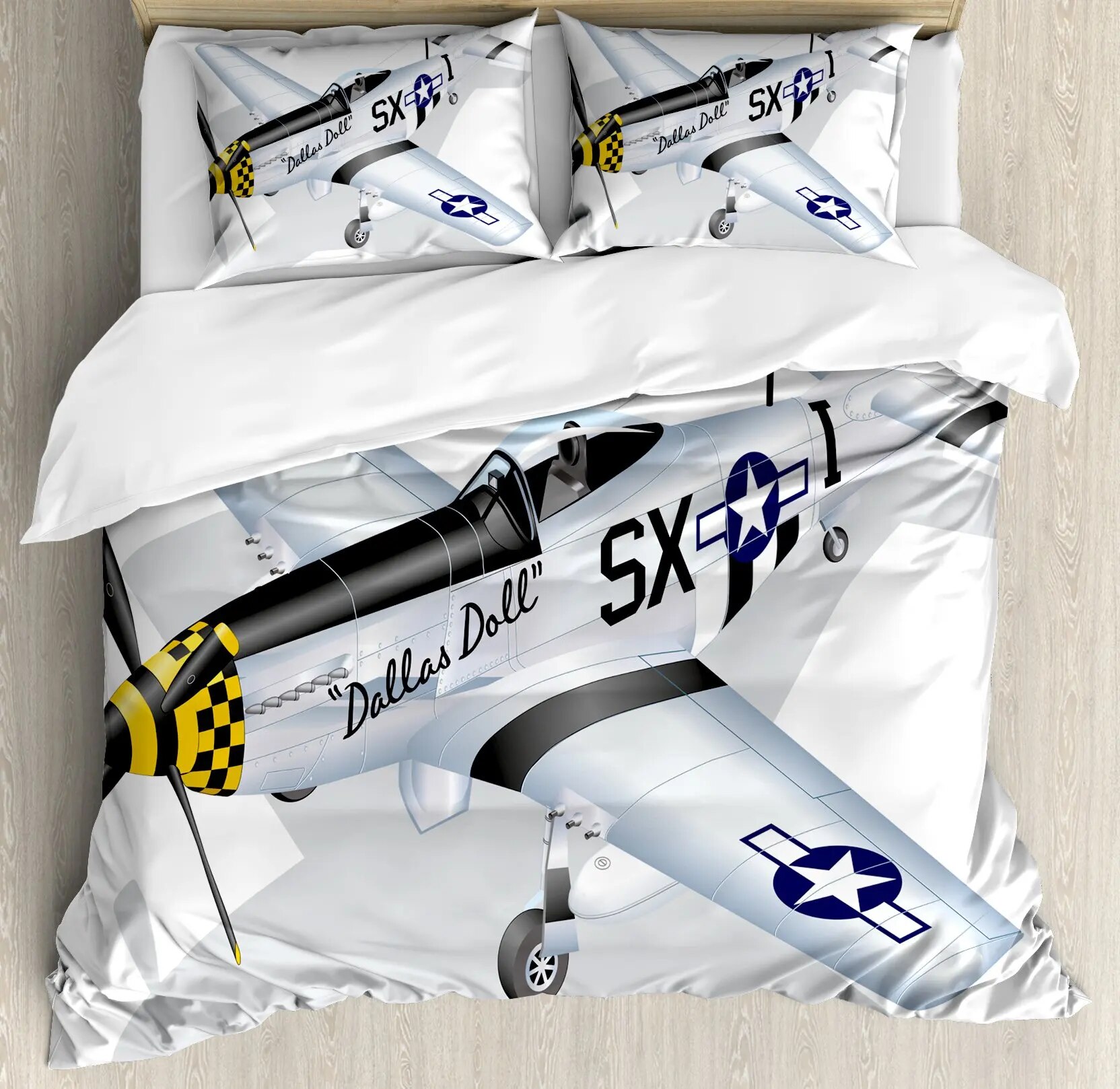 Airplane Fighter Duvet Cover King/Queen Size flying Fighter Jet Bedding