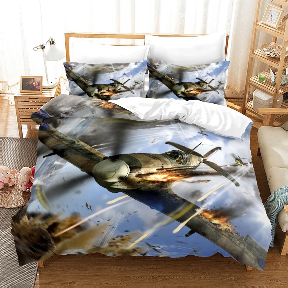 Airplane Fighter Duvet Cover King/Queen Size flying Fighter Jet Bedding