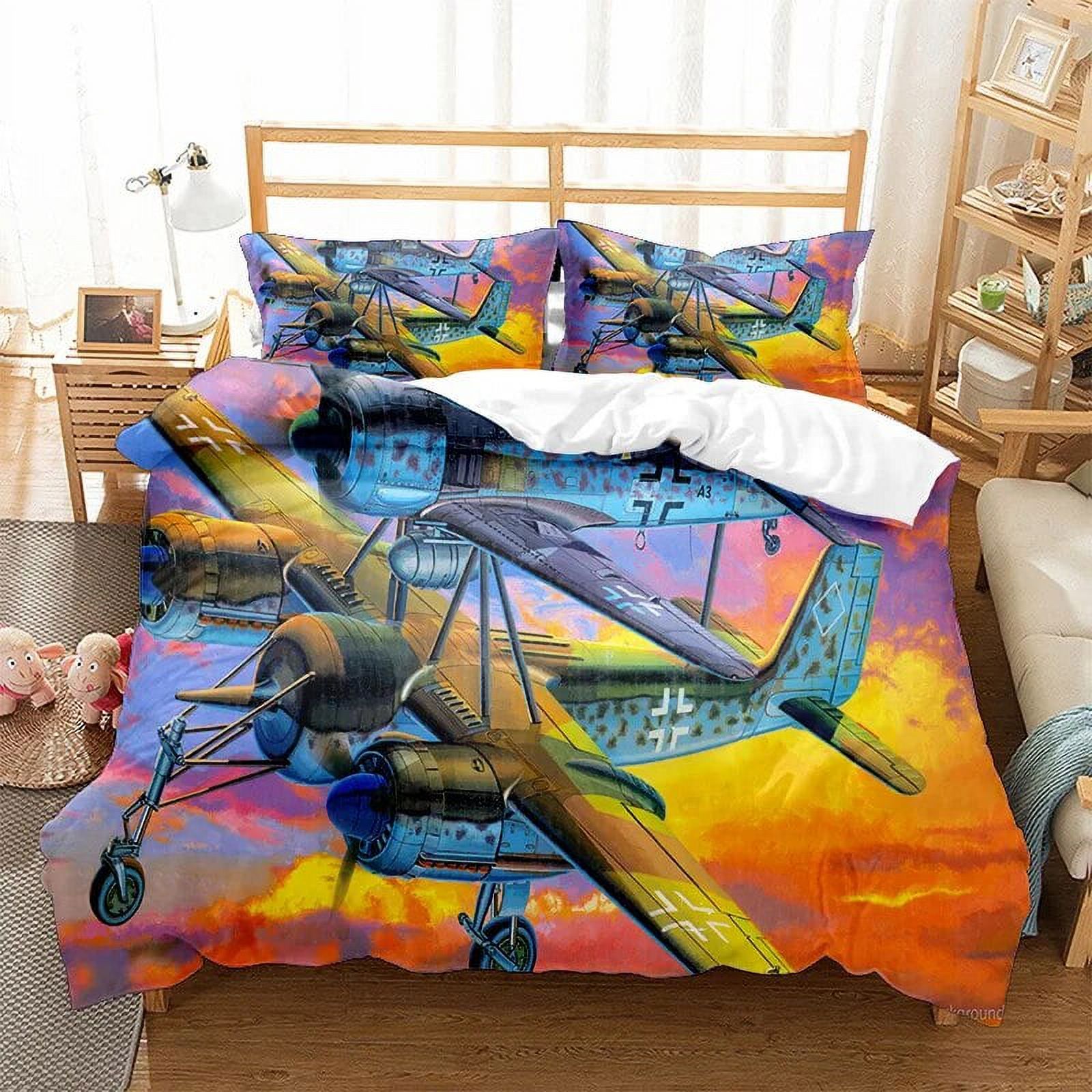 Airplane Fighter Duvet Cover King/Queen Size flying Fighter Jet Bedding