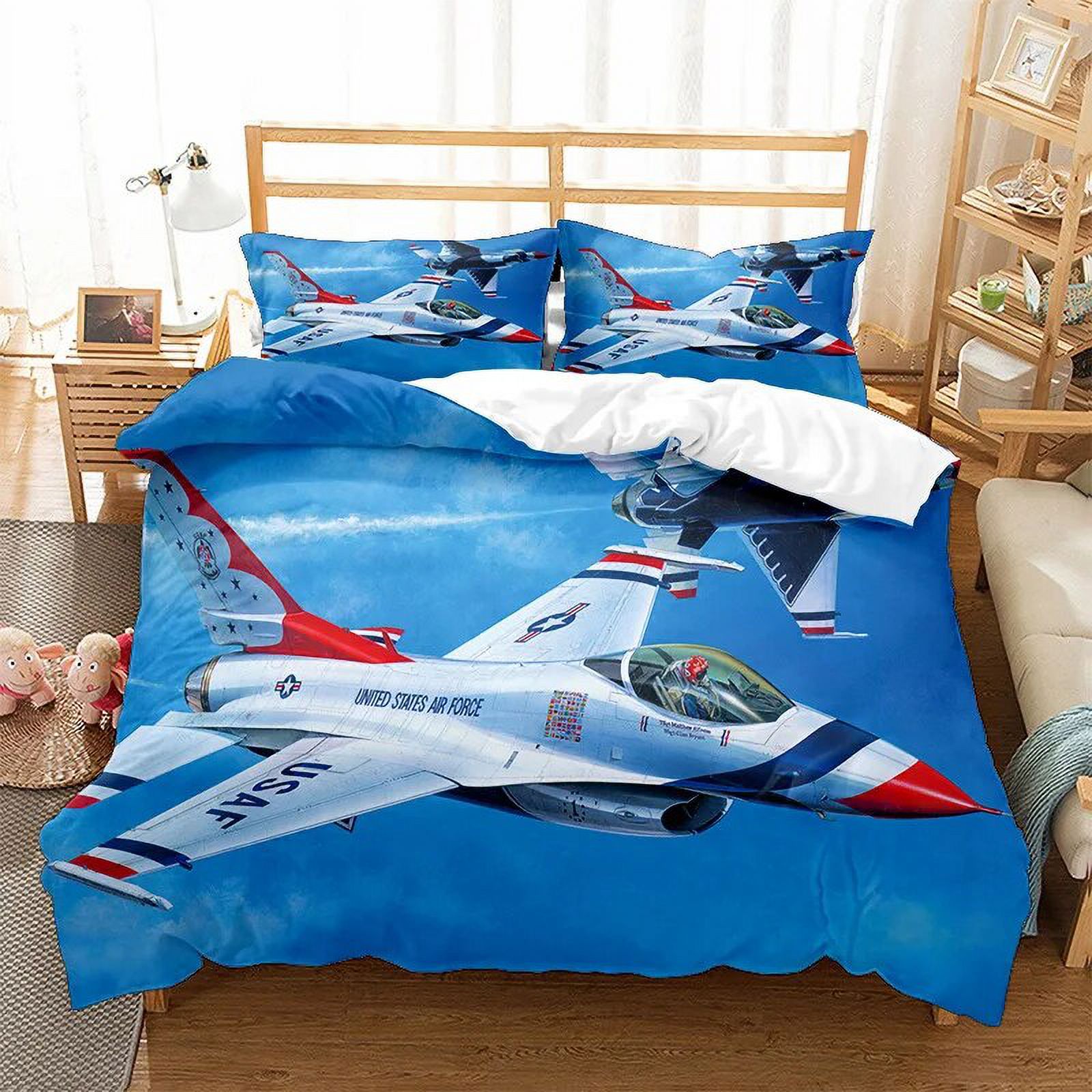 Airplane Fighter Duvet Cover King/Queen Size flying Fighter Jet Bedding