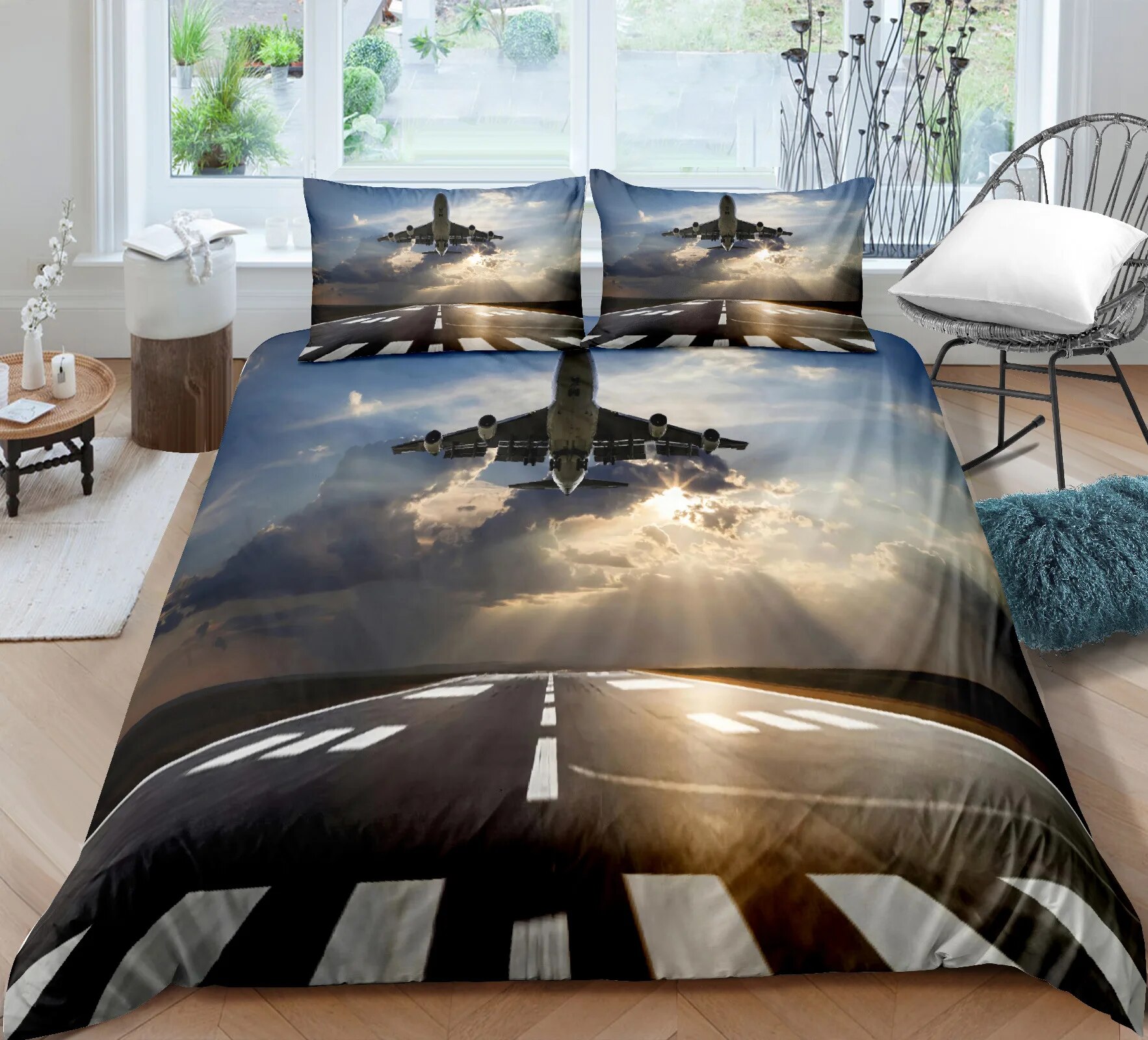 Airplane Fighter Duvet Cover King/Queen Size flying Fighter Jet Bedding