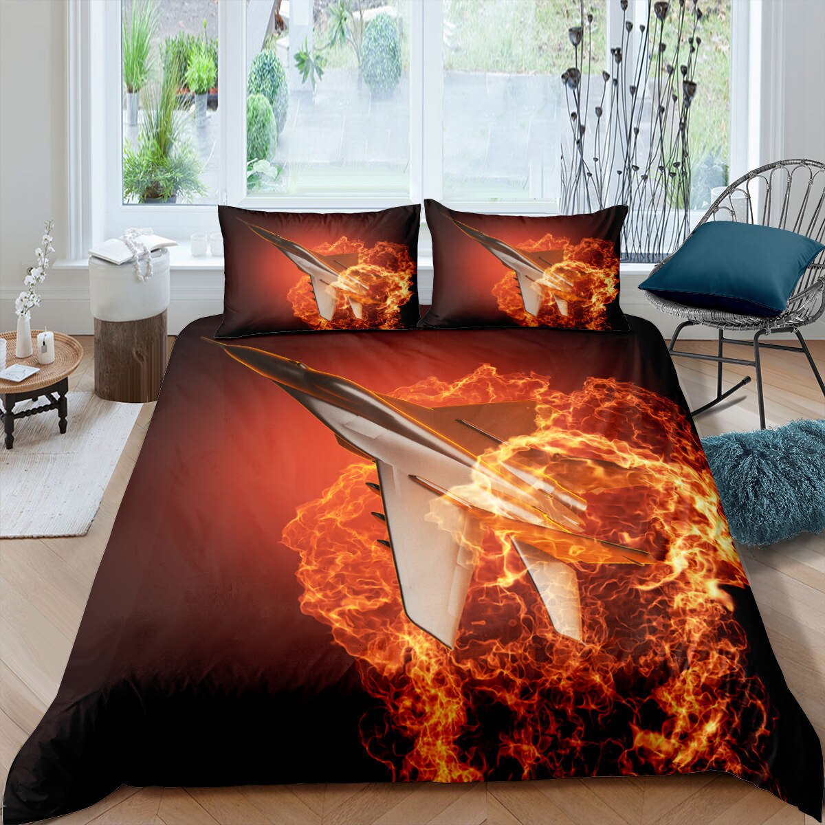 Airplane Fighter Duvet Cover King/ Size flying Fighter Jet Bedding Set