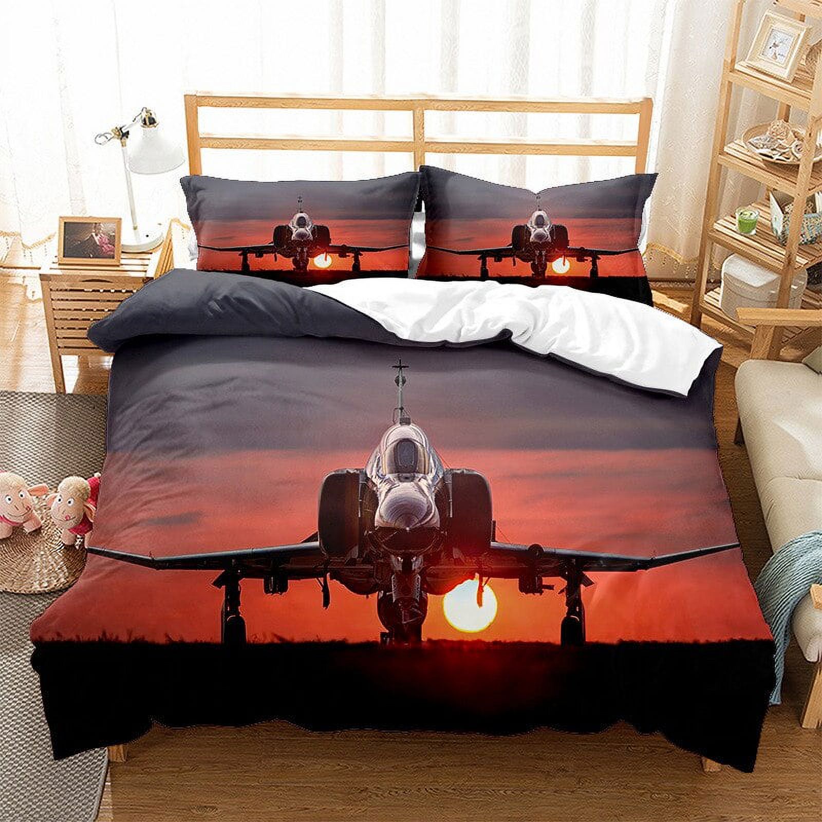Airplane Fighter Duvet Cover flying Fighter Jet Bedding Set for Kids