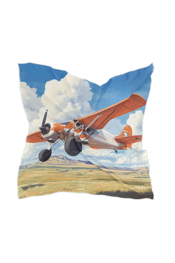 A Airplane Flies over The Mongolian Steppe Square Silk Scarf, 23.6223.62in Polyester Simulated Silk Satin Scarf Tops for Women Head Wraps Shirt Bandana Curly Hair Tie Headband Headscarf