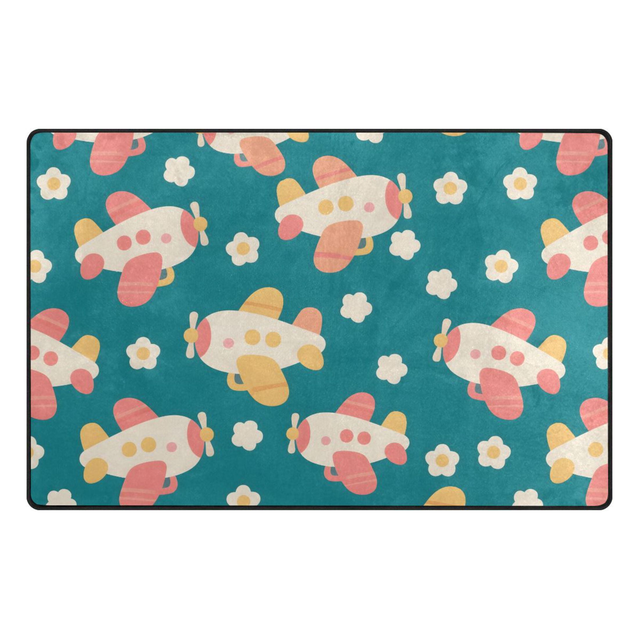 Airplan Rug Airplane Flower Pattern Memory Foam Area Rug 60