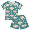 thumbnail image 1 of Airplane Flower Pattern Summer Pajama Set Soft Cotton Short Sleeve Sleepwear 2PCS Pajama Sets Breathable Lounge Set Size 5Y, 1 of 7