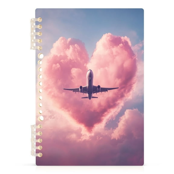 Airplane Fly Through Heart Cloud Notebooks 1-subject Journal 60 Sheets A5 College Ruled Paper Detachable Ring 8.3"x5.7"