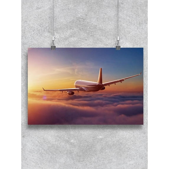 Airplane Flying Above The Clouds Poster -Image by Shutterstock