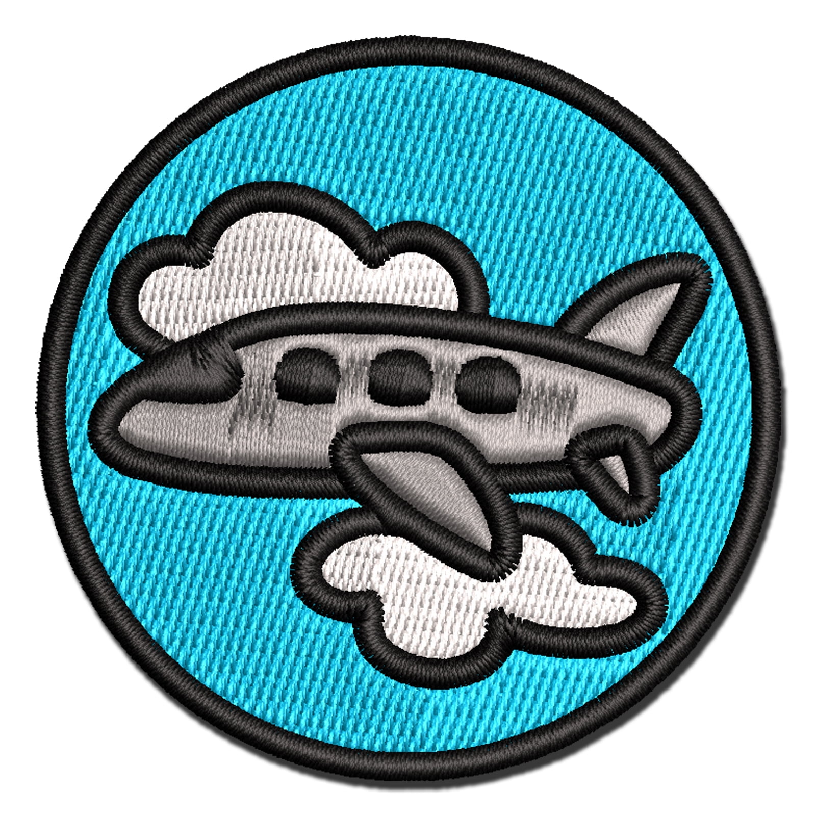 Airplane Flying Through Clouds Travel Trip Applique Multi-Color Embroidered Iron-On Patch - 3.5 Inch Large