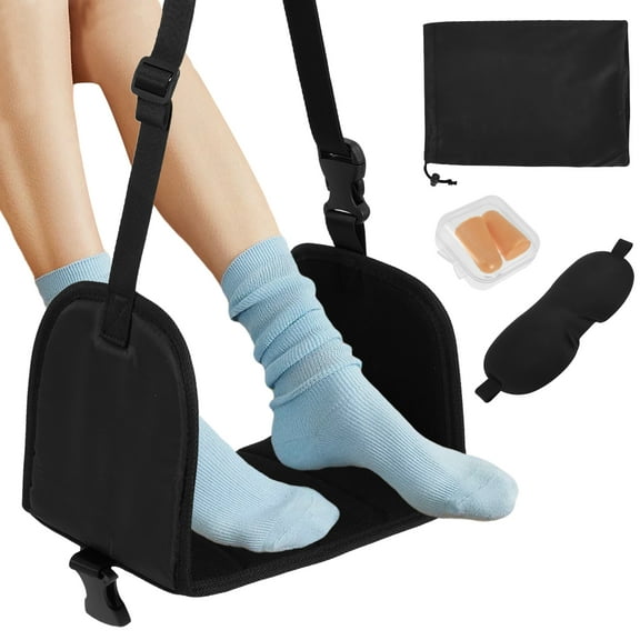 Airplane Foot Hammock with Support Comfortable Adjustable Airplane Foot Rest with Storage Bag Travel Essentials for Long Flight Plane Trip