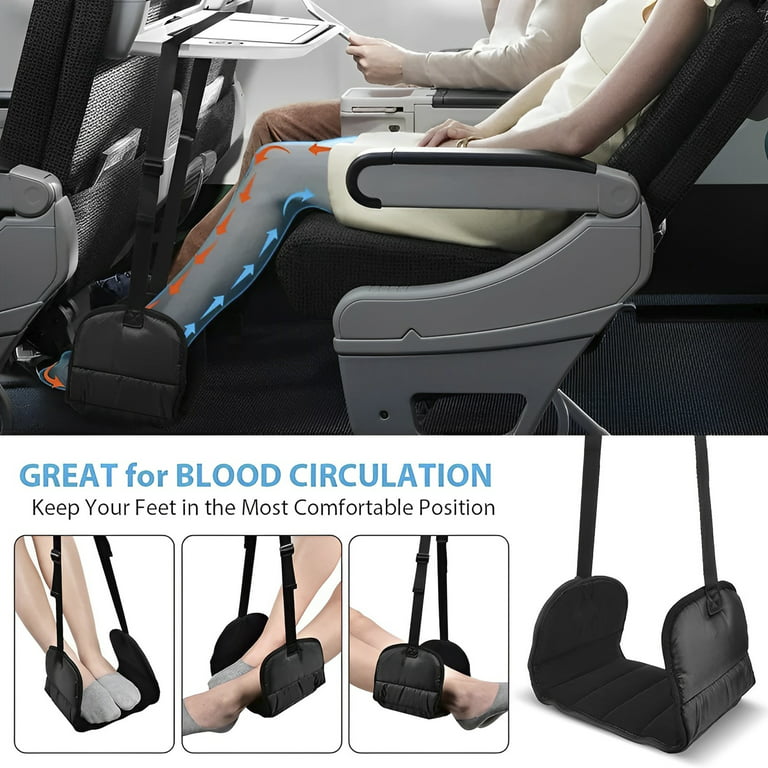 Airplane Foot Rest Hammock - Portable Airplane Footrest Travel Accessories,  Foot Rest Under Desk for Office Flight Bus Train-2PACK