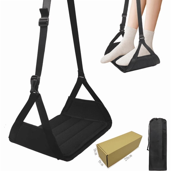 Airplane Footrest with 2-In-1 Detachable Support Pad, Thickened Memory Foam Adjustable Foot Stool, Portable Long-Distance Flight Office And Car Comfortable Foot Rest Pad, Travel Additions