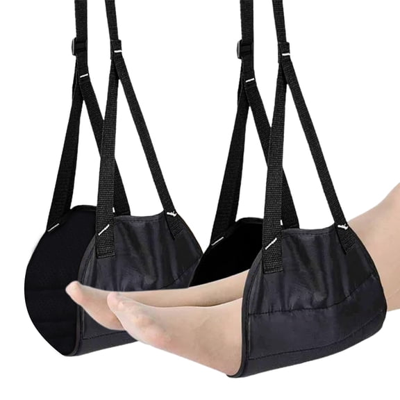 GLUAAE Airplane Footrest - 2025 Best Travel Foot Rest with No Clashing Foot Hammock, Premium Memory Foam & Soft Flannel Liner, Prevent Pain & Stiffness for a Comfort Long Flight-2PACK