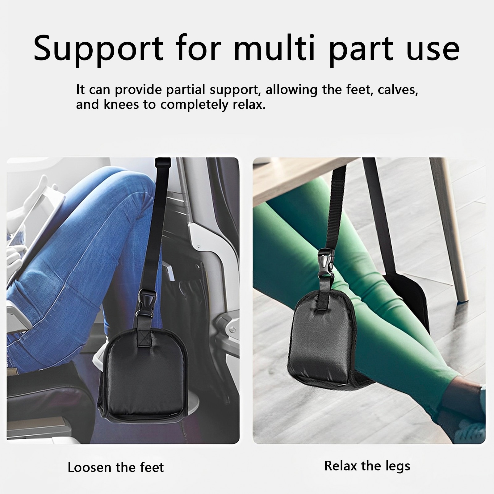 Airplane Footrest Adjustable Hanging Footrest Hammock Portable Plane