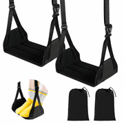 2 Pack Airplane Foot Rest - Adjustable Foot and Heel Hammock - Long Airplane Flight Accessories for Feet - Portable Air Plane Flying Travel Foot Rest - Black 2pack