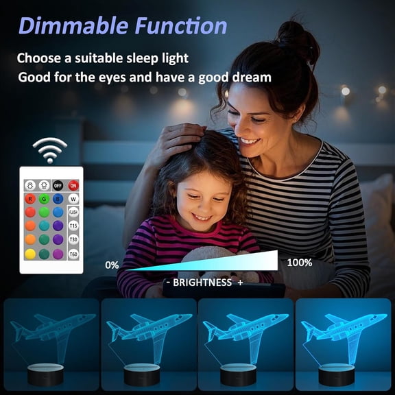 Airplane Gifts for Boy, Men, Aircraft Night Light, Gulfstream 3D Illusion Lamp with Remote and Touch Control, Plane Decor for Men Boy Kids Room, Birthday Gifts