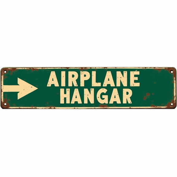 Airplane Hangar Metal Sign 16*4 Inches "AIRPLANE HANGAR" Aviation Airport Decor