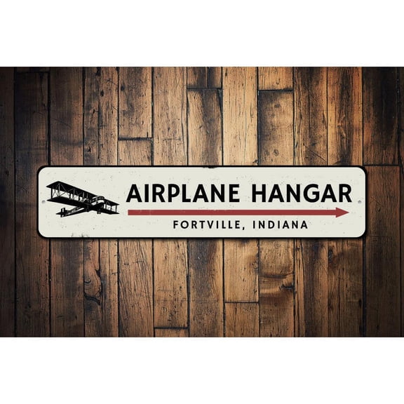Airplane Hangar Novelty Decor, Metal Wall Sign - 4x18 Inches