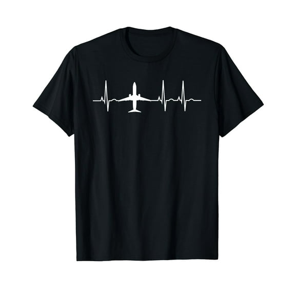 Airplane Heartbeat Pilot Flying Cool Aviator T-Shirt