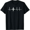 thumbnail image 1 of Airplane Heartbeat Pilot Flying Cool Aviator T-Shirt, 1 of 4