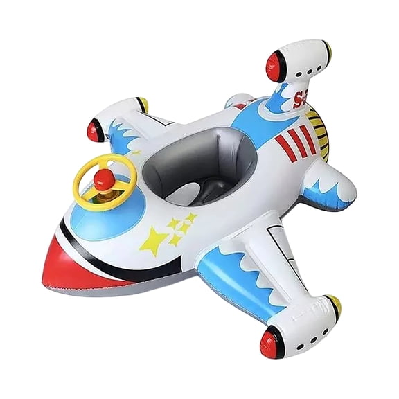 Airplane Inflatable Pool Float, Water Compatible, Reinforced Vinyl, 46X28 In, Backyard Summer Water Activities, Swim Gear, Red Blue White, 1 Pc
