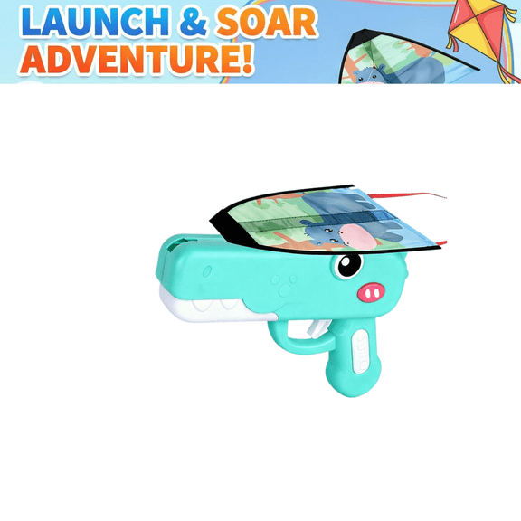 Airplane Launcher Toy, Dinosaur Kite Launcher, Foam Glider Planes, Cool Toys for Outdoor Play, Easter Gifts for 4-12 Year Old Boys Girls Green