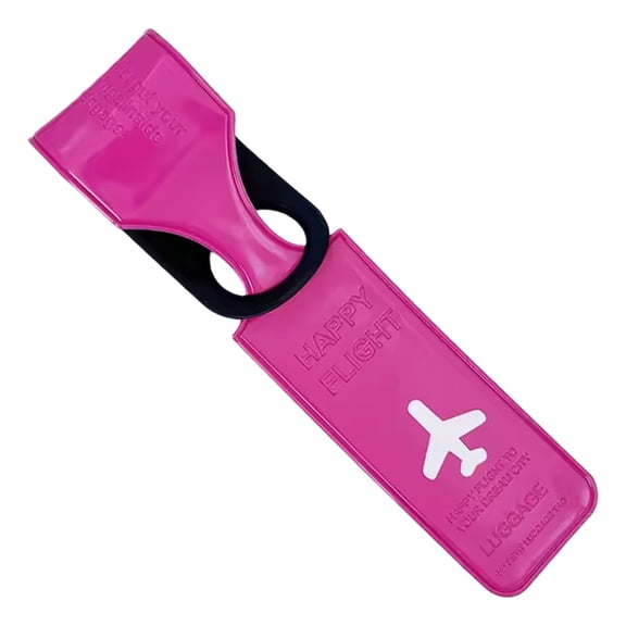 Airplane Luggage Tags, 1 Pc Durable PVC Tags for Suitcases, Backpacks Lost Bag Prevention Stylish Plane-Patterned Travel Accessory for Secure & Quick Suitcase Identification, 1.57"x9.84", Magenta