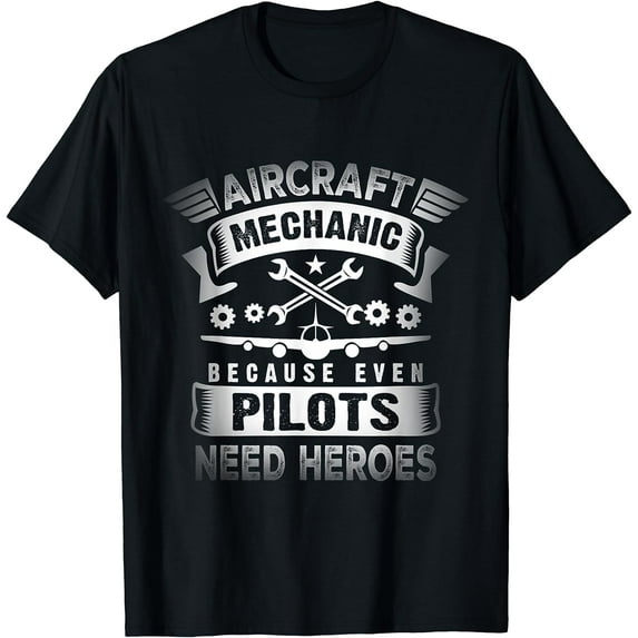 Airplane Mechanic Funny Aviation Technician T-Shirt Black Medium