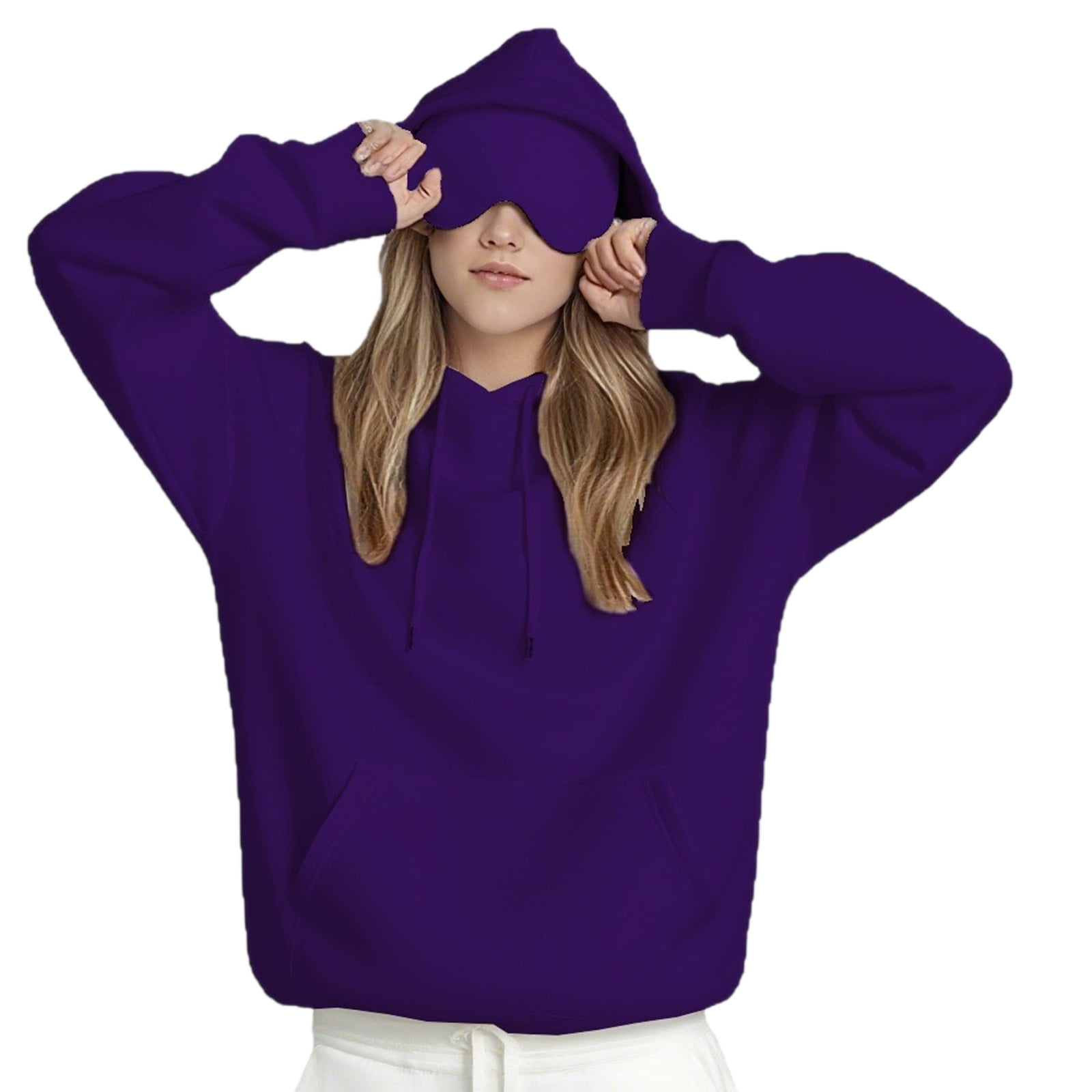 Kapuzenpullover Mit Integrierter Augenmaske - Oversize Travel Hoodie Für Damen Im Flugmodus