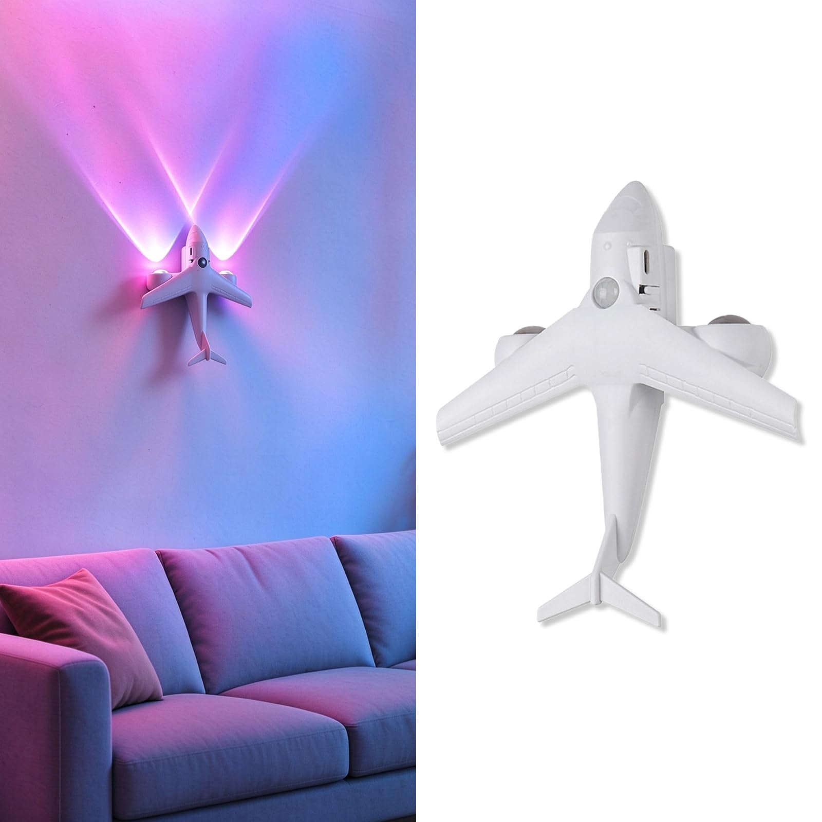Airplane Night Light, Magnetic Motion Sensor Wall Lamp with USB ...