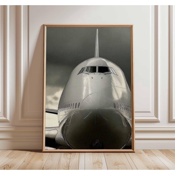 Airplane Nose View Aviation Aircraft Hangar Jet Front Pilot Photography, Stretched Canvas 12x16in