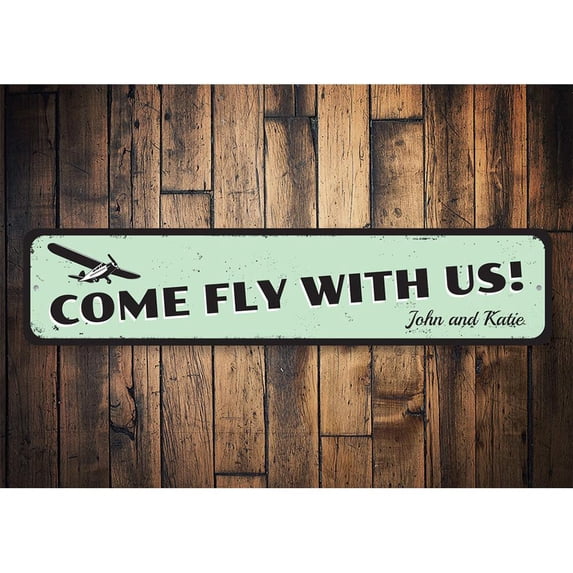 Airplane Novelty Sign, Metal Wall Decor - 4x18 inches
