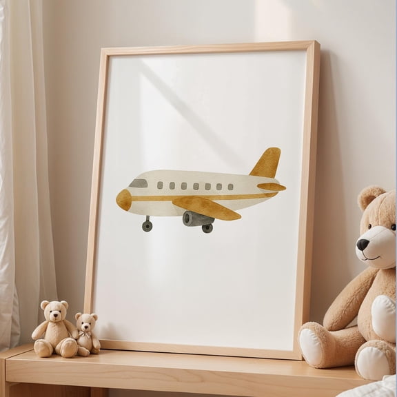 Airplane Nursery Poster: Vintage Aviation Art, Unframed Poster Size 12x18