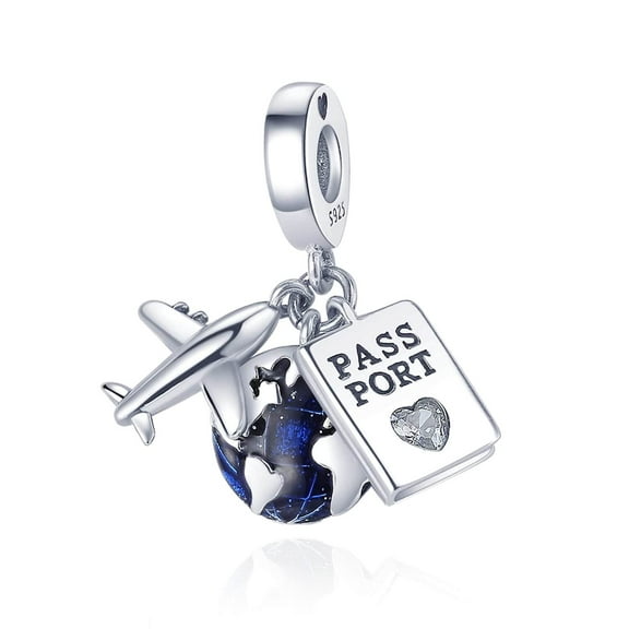 Airplane Passport Dangle Charm 925 Sterling Silver Charms for Bracelets Necklace Valentine's Day Mother's Day Jewelry Gift for Womens Girls|Airplane Dangle Charm 925 Sterling silver Charms for Bracel